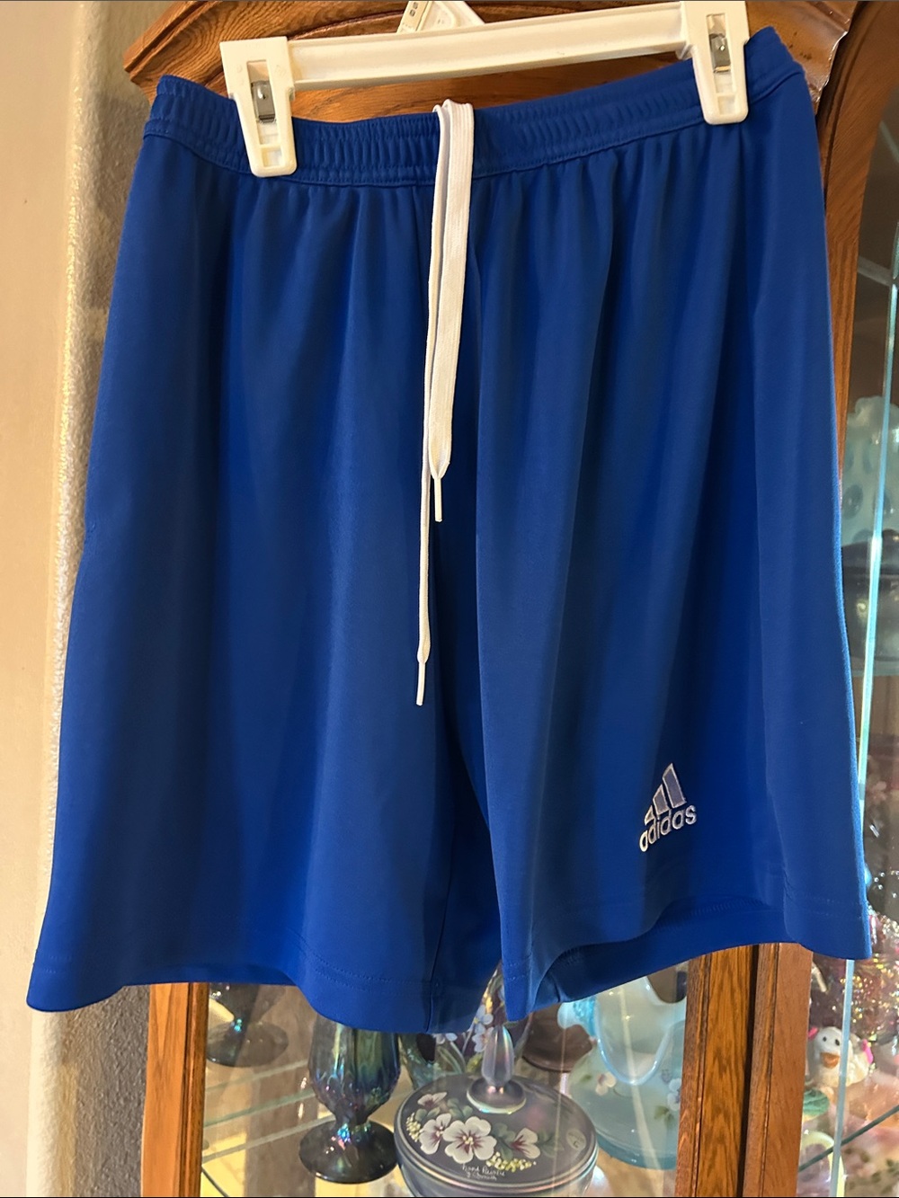 adidas Royal Blue Athletic Shorts with White Drawstring